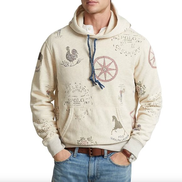 Polo Country Ralph Lauren Mens Fleece Rustic Farm Graphic Hoodie NWT $268 - Picture 1 of 8